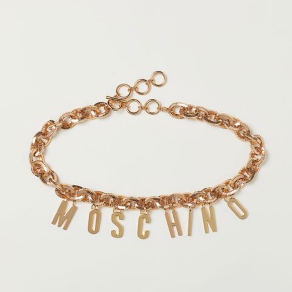 Moschino x H&M Gold Pleated Logo Lettering Belt - Picture 9 of 11
